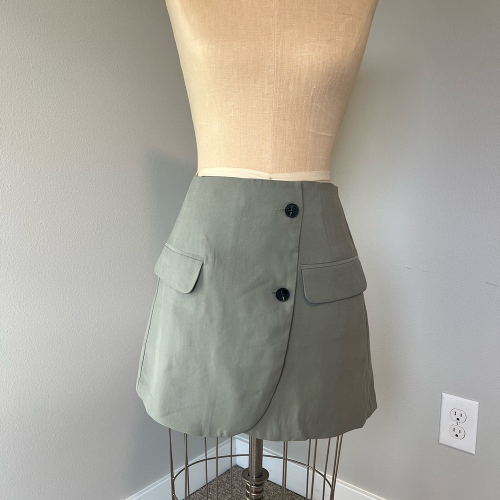 Topshop Sage Green Satin Skirt